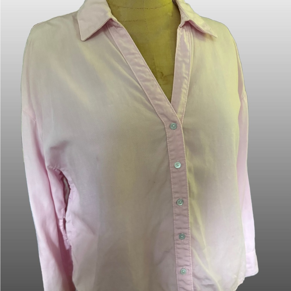 Zara Light Pink Cropped Button-Down Shirt